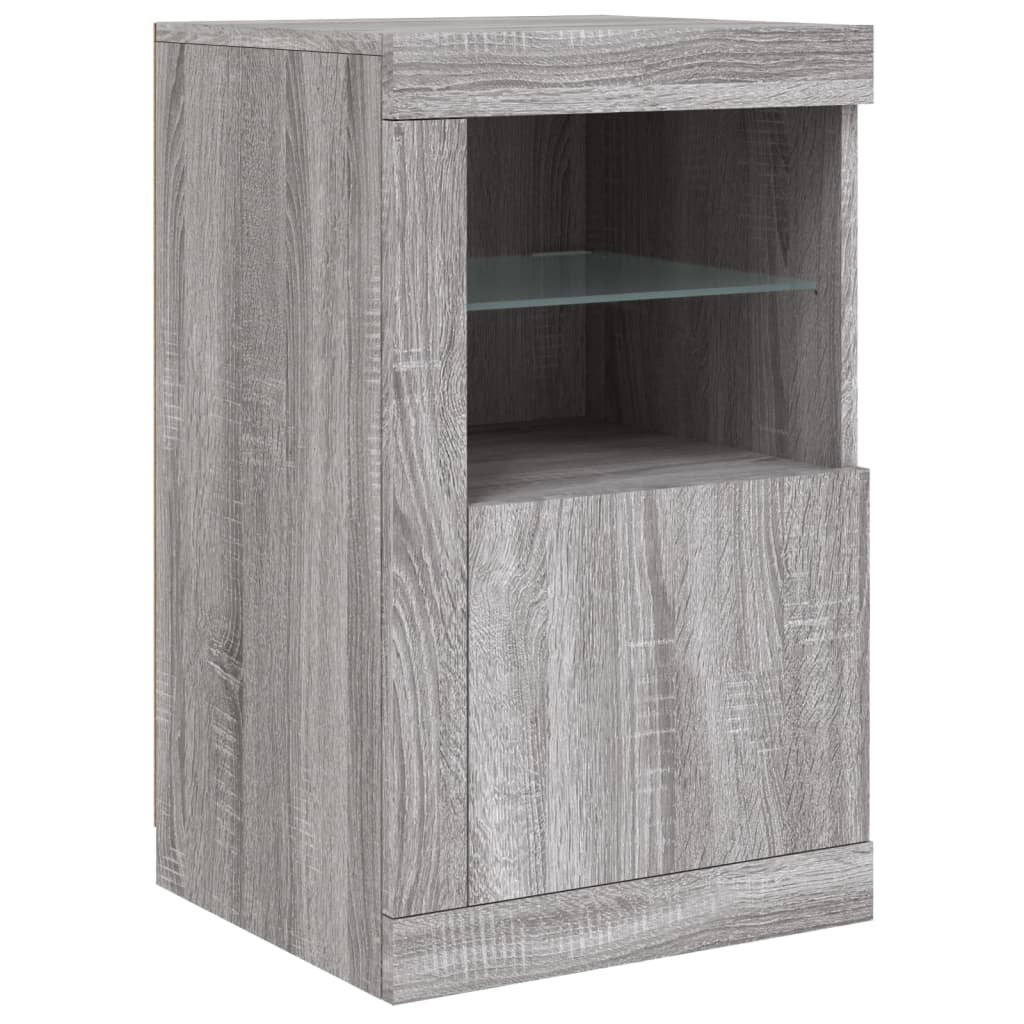 Sideboard with LED Lights Grey Sonoma 163x37x67 cm